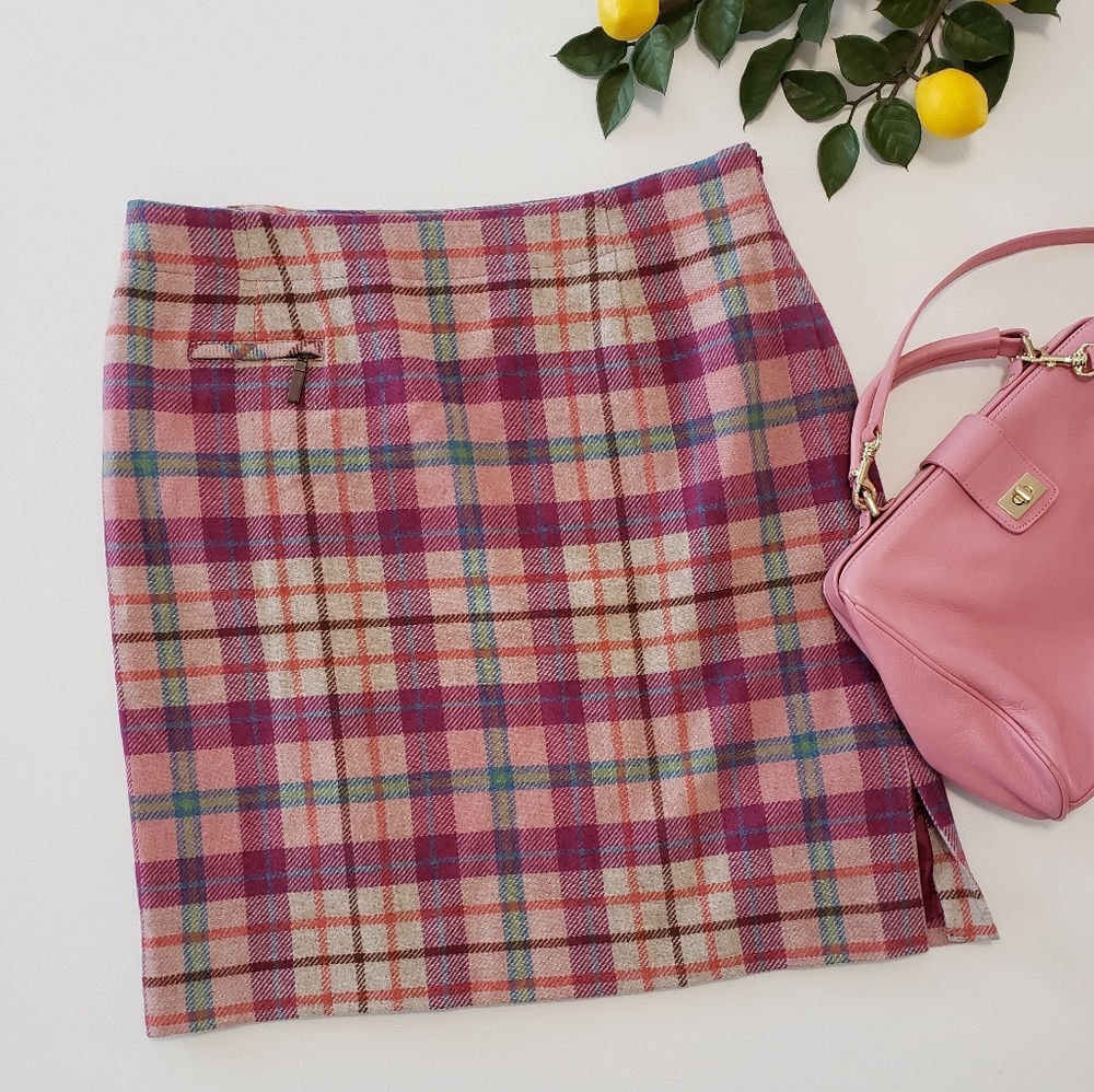 Pendleton Wool Skirt Pink Purple Tan Teal Coral